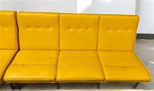 Home & Living > Furniture > Living Room Furniture > Couches & Loveseats - 3 Yellow Vinyl Sofas, Vintage 60s 70s Davenport...