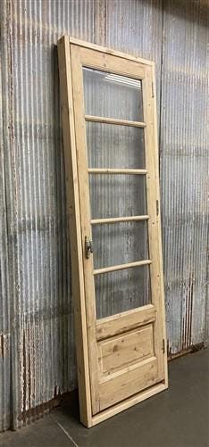 Antique French Single Door (27x92.5) Glass Pane Door with Jamb, Encased Door T23