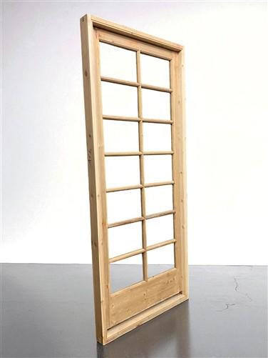 Antique French Single Door (37x86.5) Glass Pane Door with Jamb, Encased Door T35