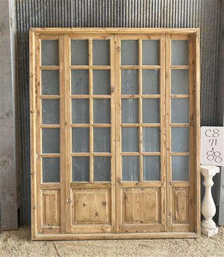 Antique French Double Doors (71x88) Frosted Glass European SideLite Jamb C8