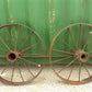 2 Cast Iron Implement Wheels, Wagon Wheel, Tractor Steel Rims, Industrial Age F