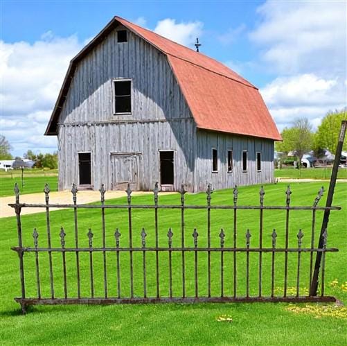 Wrought Iron Vintage Fence Panel (97x40) Architectural Salvage, Garden Art A25