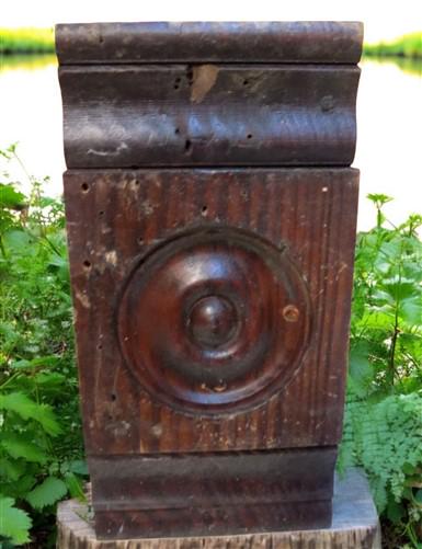 5 Plinth Blocks, Antique Bullseye Rosette, Architectural Salvage Wood Trim C88