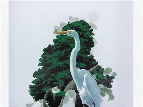 Art & Collectibles > Prints > Lithographs - Richard Sloan, Great Egret, Signed Print, 28x22, Wade Collection, Plate 37 by...