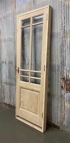 Antique French Single Door (29.5x88) Glass Pane Door with Jamb, Encased Door T24
