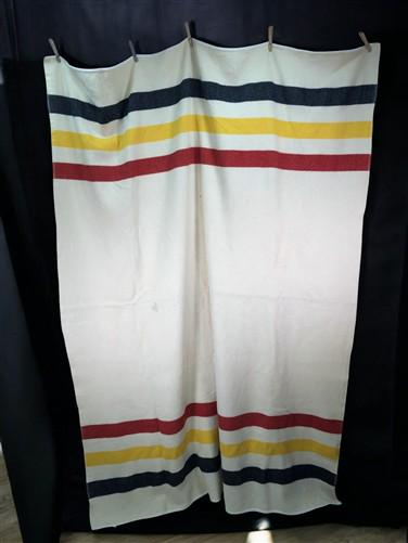 Hudson's Bay Point Style Blanket, Black Yellow Red Stripe, Vintage