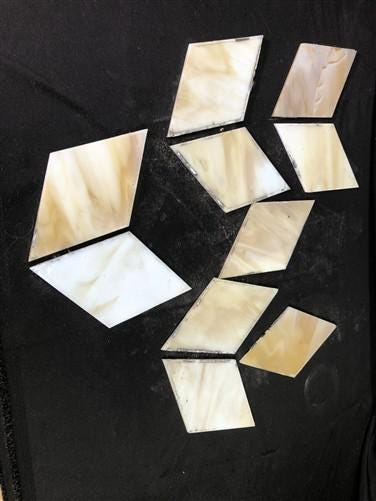 10 Stained Slag Glass Diamond Panes, Reclaimed Church Window Art Glass Pieces G