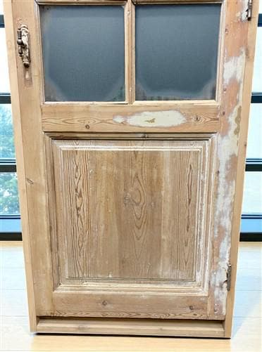Antique French Single Door (32x93.5) Glass Pane Door with Jamb, Encased Door T36