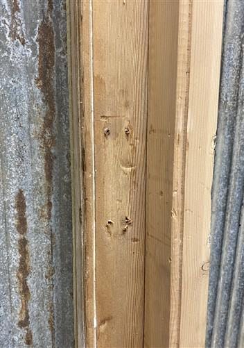 Antique French Single Door (31x88.5) Glass Pane Door with Jamb, Encased Door T17