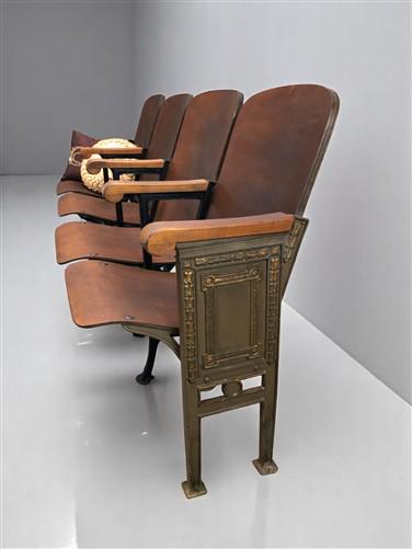 Home & Living > Furniture - 4 Vintage Wood Folding Theater Seats, Auditorium Seats, Entryway Bench, E9 by The Old Grainery