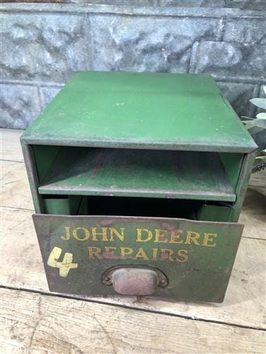 Home & Living > Storage & Organization > Cabinets & Food Storage - John Deere Metal Filing Cabinet File, Vintage Storage,...