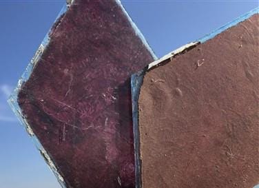 Craft Supplies & Tools > Raw Materials > Glass - Lot Painted Glass Diamond Panes, Reclaimed Church Window Red Glass Pieces...