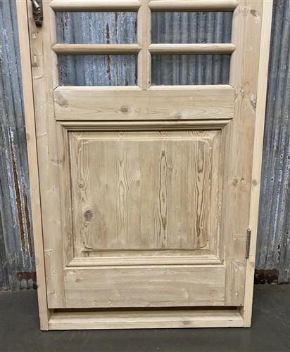 Antique French Single Door (29.5x88) Glass Pane Door with Jamb, Encased Door T24