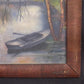 Wall Art - 1920s Hawksworth Midwest Landscape Painting, Original Art Rowboat Water, L by The Old Grainery