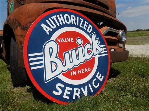 Buick Authorized Service Sign, 2 Sided Metal Porcelain Advertising Buick Sign,