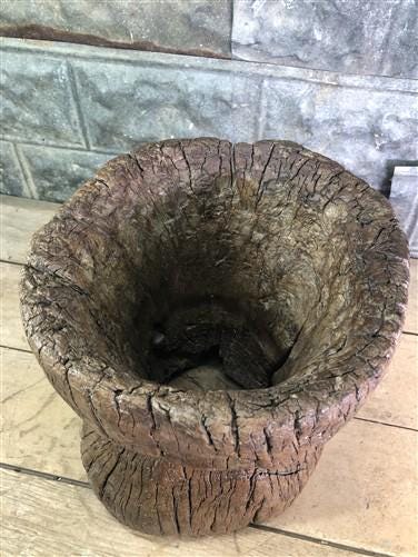 Rustic Wood Planter, Wood Stump, Round Wooden Flower Pot, Natural Wood Decor, J