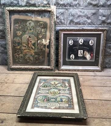 Home & Living > Home Decor > Wall Decor > Wall Hangings - 3 Antique Victorian Wood Frames, Reinders Genealogy, Picture Fra...