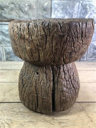 Rustic Wood Planter, Wood Stump, Round Wooden Flower Pot, Natural Wood Decor, J