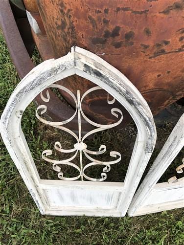 Home & Living > Home Decor > Wall Decor > Wall Hangings - 3 French Country Wood Metal Window Frame, Architectural Frame, F...