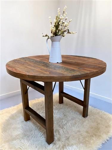 Rustic Round Table, Vintage Dining Room Table, Kitchen Island, Game Table,  G