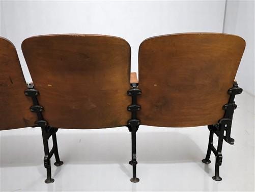 Home & Living > Furniture - 4 Vintage Wood Folding Theater Seats, Auditorium Seats, Entryway Bench, E9 by The Old Grainery