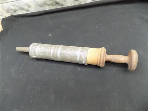Sausage Stuffer - Sausage Stuffer Tin Tube, Wood Plunger Pusher, Antique Primitive Sausage Stuffer by The Old Grainery (an...