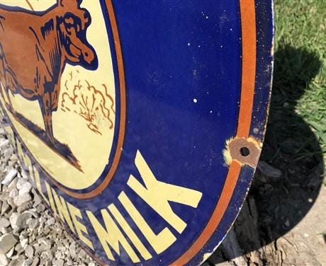 Art & Collectibles > Collectibles > Advertisements - Jersey Creamline Milk Sign, Metal Porcelain Advertising Sign, Farm Co...