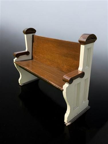 Home & Living > Furniture > Entryway & Mudroom Furniture - Vintage Wooden Church Pew, 3' 9" Porch Bench, Entry Foyer, Dini...
