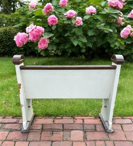 Home & Living > Furniture > Entryway & Mudroom Furniture - Vintage Wooden Church Pew, 3' 9" Porch Bench, Entry Foyer, Dini...
