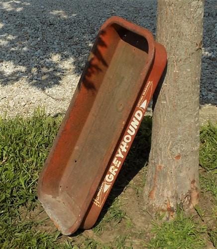Toys & Games > Toys > Push & Pull Toys > Wagons - Little Red Wagon Bed Only, Greyhound Wagon Part, Rustic Vintage Toy Deco...