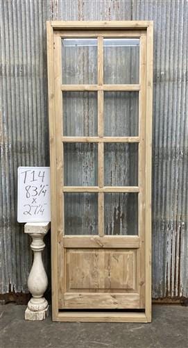 Antique French Single Door (27.5x83) Glass Pane Door with Jamb, Encased Door T14
