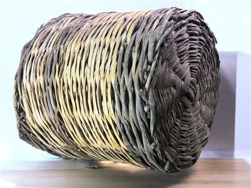 Home & Living > Home Decor > Home Accents - Round Wicker Basket, Vintage German Woven Rattan Basket, Storage Organizer N b...