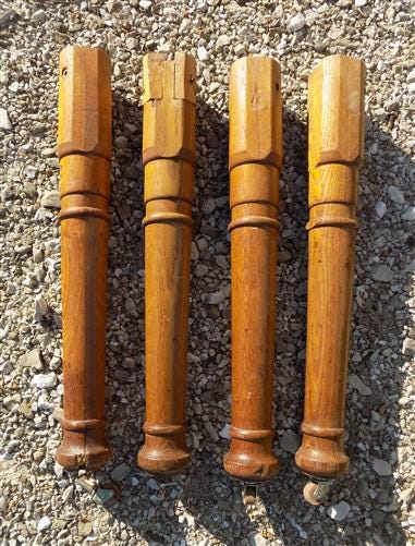 Home & Living > Furniture > Dining Room Furniture - 4 Wood Table Legs, Harvest Folk Art Architectural Salvage, Vintage Fur...