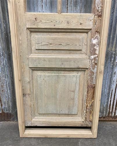 Antique French Single Door (24.75x95) Glass Pane Door with Jamb, Encased Door T1