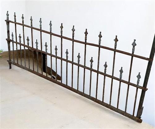 Wrought Iron Vintage Fence Panel (97x40.5) Architectural Salvage, Garden Art A20