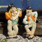 Pair Roman Art Co Plaster Clowns, Vintage Mid Century Chalkware, Circus Wall Art