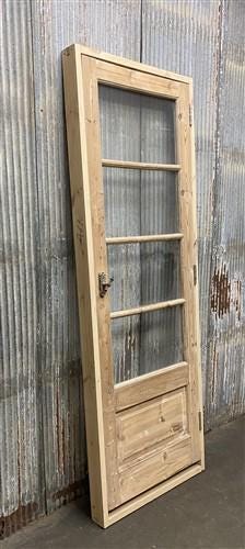 Antique French Single Door (27.5x81) Glass Pane Door with Jamb, Encased Door T31