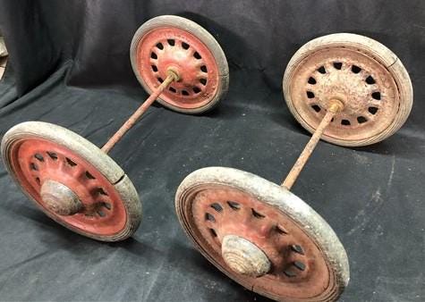 4 Wagon Wheels, Pedal Car, Garden Cart, Pumpkin Wagon, Vintage Goodyear A56