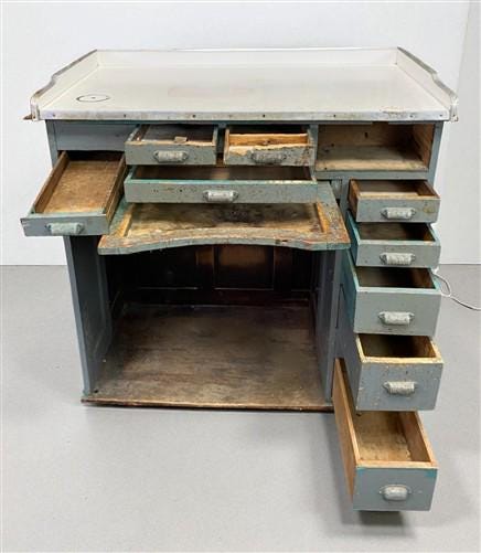 Home & Living > Furniture > Office Furniture > Desks - Watchmaker Bench, Vintage Jewelers Workbench, Entry Hall Table, Ind...