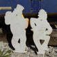 Pair Roman Art Co Plaster Clowns, Vintage Mid Century Chalkware, Circus Wall Art