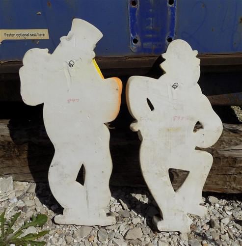 Pair Roman Art Co Plaster Clowns, Vintage Mid Century Chalkware, Circus Wall Art