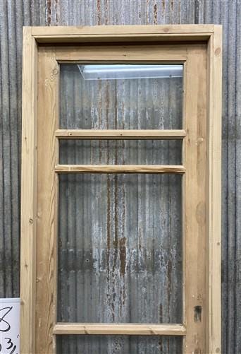 Antique French Single Door (25.5x83) Glass Pane Door with Jamb, Encased Door T8