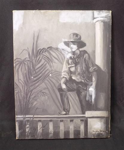 Art & Collectibles > Painting > Oil - 1920s Junita McGwire Portrait Paint Canvas, Original Art Partially Cleaned E by The...