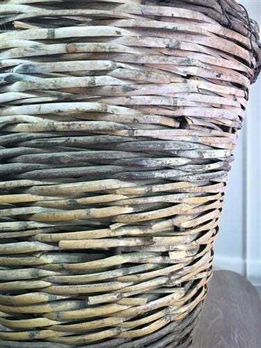 Home & Living > Home Decor > Decorative Storage > Decorative Baskets - Round Wicker Basket, Vintage German Woven Rattan Ba...