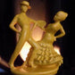Yellow MCM Spanish Flamenco Dancers TV Lamp, Gold Midcentury Television Light
