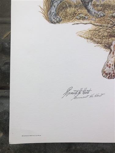 Art & Collectibles > Prints > Lithographs - Ernest Hart, English Setters, Signed Dog Print, 28x22, Wade Collection, Plate...