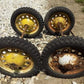 Toys & Games > Toys > Push & Pull Toys > Wagons - 4 Vintage Metal Baby Buggy Wheels Pedal Car Garden Cart Pumpkin Wagon A5...