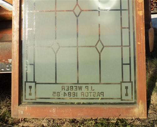 Etched Frosted Clear Glass Vintage Church Window, Architectural Art Glass, A