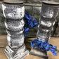 Home & Living > Home Decor > Home Accents - Pair Gray Wooden Pillar 14" Candlestick Holders, Decor, Table Centerpiece, B b...