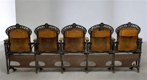 5 Wood Iron Folding Theater Seats, Auditorium Seats, Entryway Bench, D21